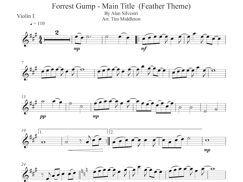 Lovely String Quartet Arrangement of Alan Silvestri's "Forrest Gump - Main Title (Feather Theme)".