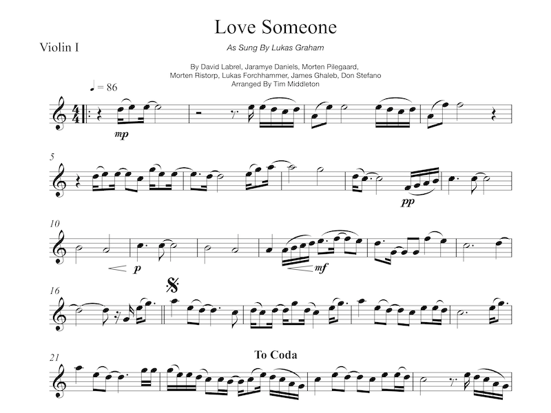 Beautiful String Quartet Arrangement of "Love Someone" from the Danish pop band "Lukas Graham".