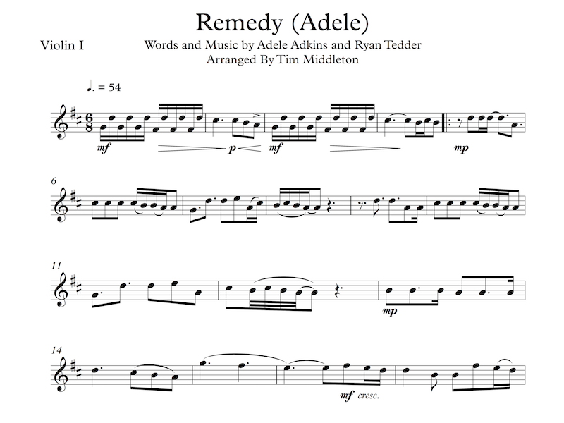 Lovely String Quartet Arrangement of Adele's "Remedy" from her Album "25".