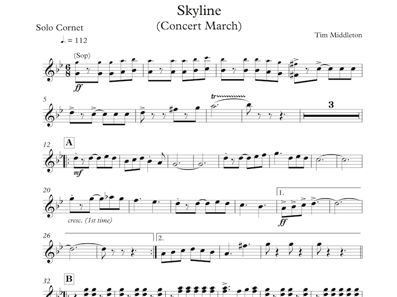 This original march, inspired by the skyline of Perth, Western Australia, is a rousing march featuring a dramatic bass solo. Also available for Concert Band .
