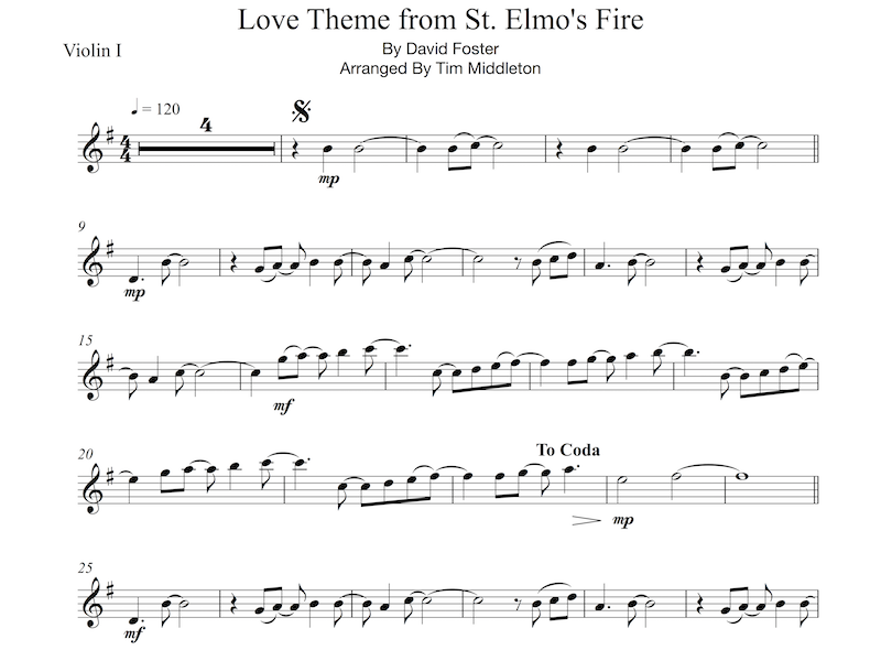 Beautiful String Quartet Arrangement of the classic 80's song - Love Theme from St. Elmo's Fire.